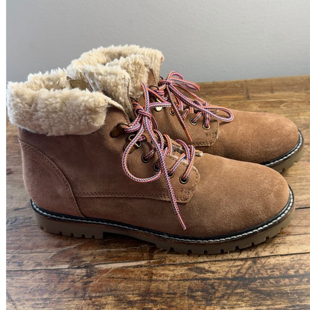 Mini Boden Tan Cosy Lace Up Boots size 5.5